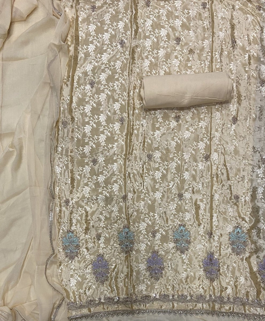 Classy Organza Banarsi Suit Set With Stone Work - Yanchi