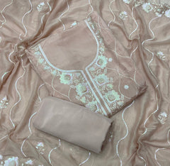 Classy Organza Silk Suit Set with Heavy Thread & Sequins Embroidery work - Yanchi