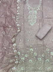 Classy Organza Silk Suit Set with Heavy Thread & Sequins Embroidery work - Yanchi