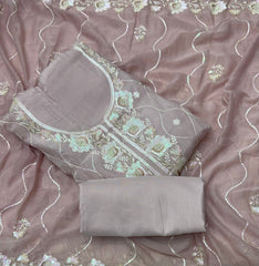Classy Organza Silk Suit Set with Heavy Thread & Sequins Embroidery work - Yanchi