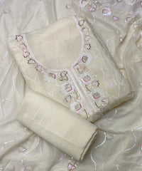 Classy Organza Silk Suit Set with Heavy Thread & Sequins Embroidery work - Yanchi