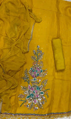 Classy Organza Suit Set with Heavy Real Mirror & Pearl Work - Yanchi