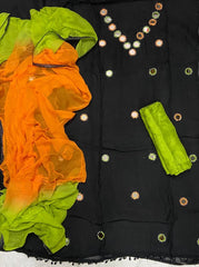 Classy Organza Suit Set with Heavy Real Mirror & Pearl Work - Yanchi