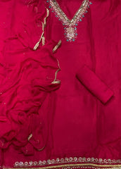 Classy Organza Suit Set with Heavy Real Mirror & Pearl Work - Yanchi