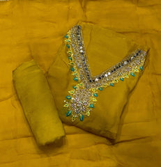 Classy Organza Suit Set with Heavy Real Mirror & Pearl Work - Yanchi