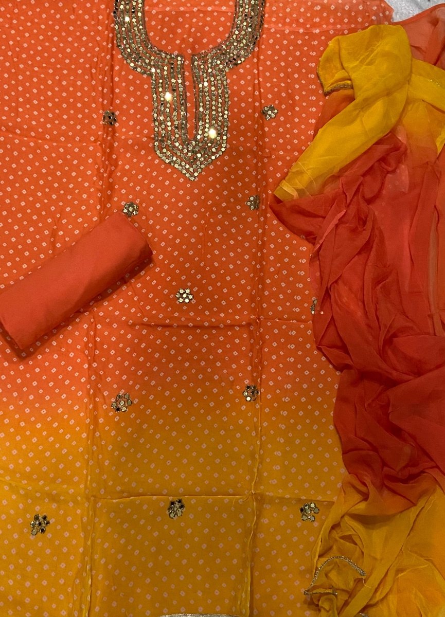 Classy Organza Suit Set with Heavy Real Mirror & Pearl Work - Yanchi