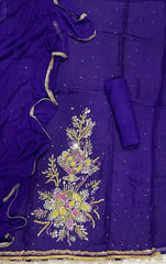 Classy Organza Suit Set with Heavy Real Mirror & Pearl Work - Yanchi