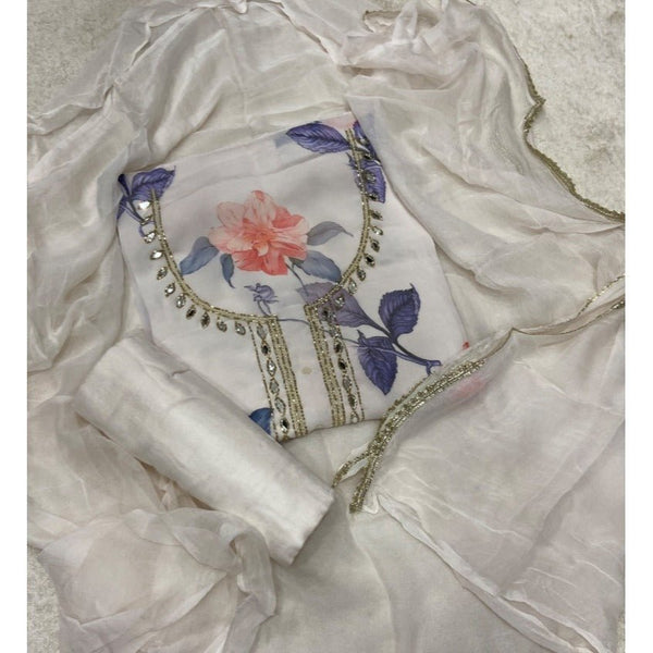 Classy Organza suit set with Mirror Work - Yanchi