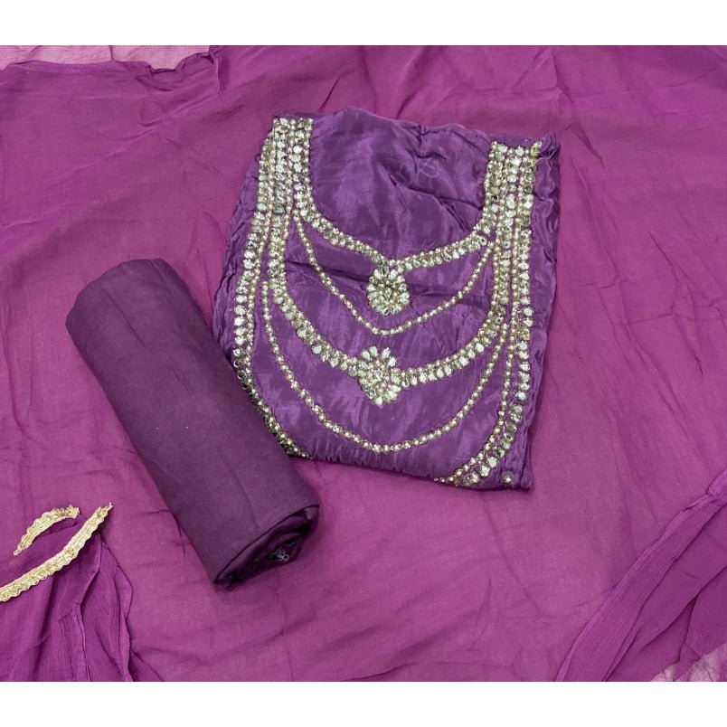 Classy Organza suit set with Mirror Work - Yanchi
