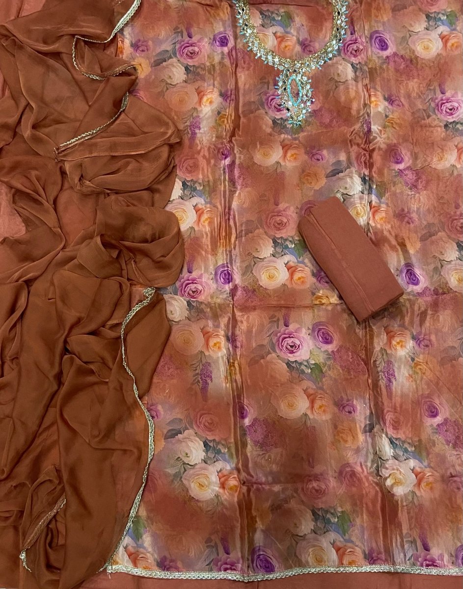 Classy Organza suit set with Mirror Work - Yanchi