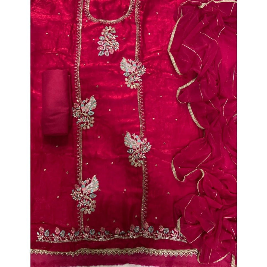 Classy Organza suit set with Mirror Work - Yanchi