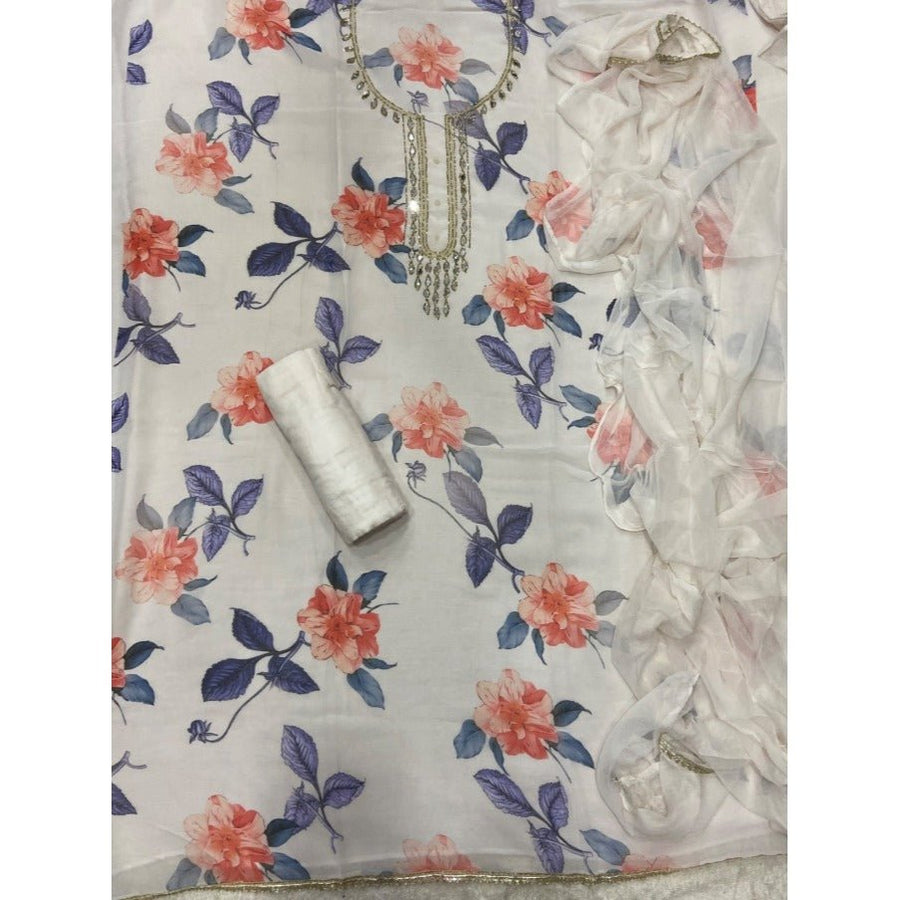 Classy Organza suit set with Mirror Work - Yanchi