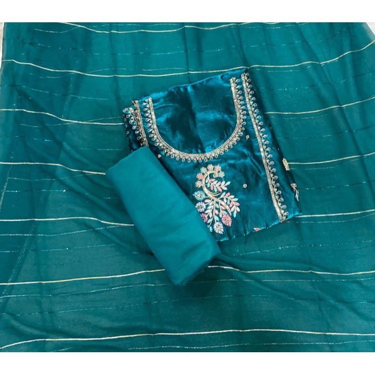 Classy Organza suit set with Mirror Work - Yanchi