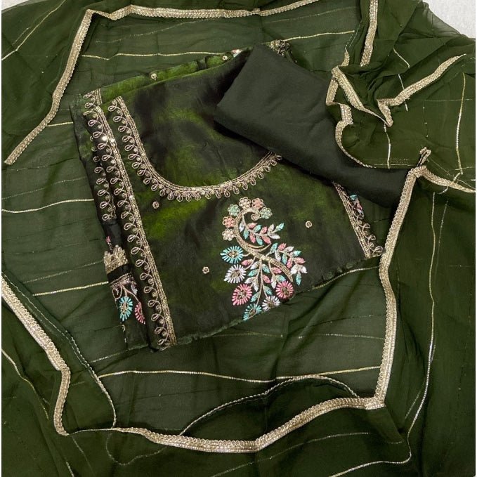 Classy Organza suit set with Mirror Work - Yanchi