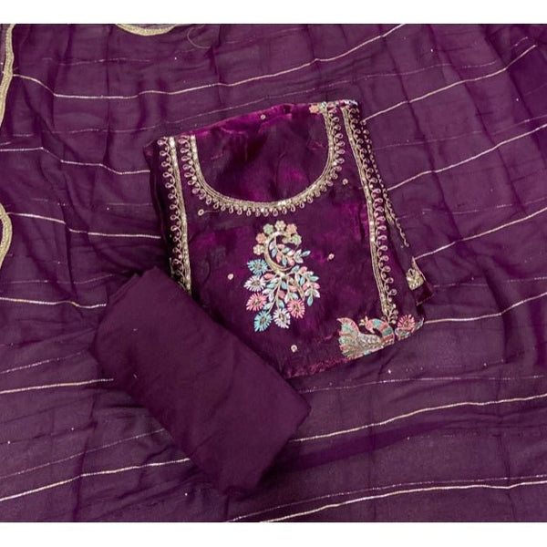 Classy Organza suit set with Mirror Work - Yanchi