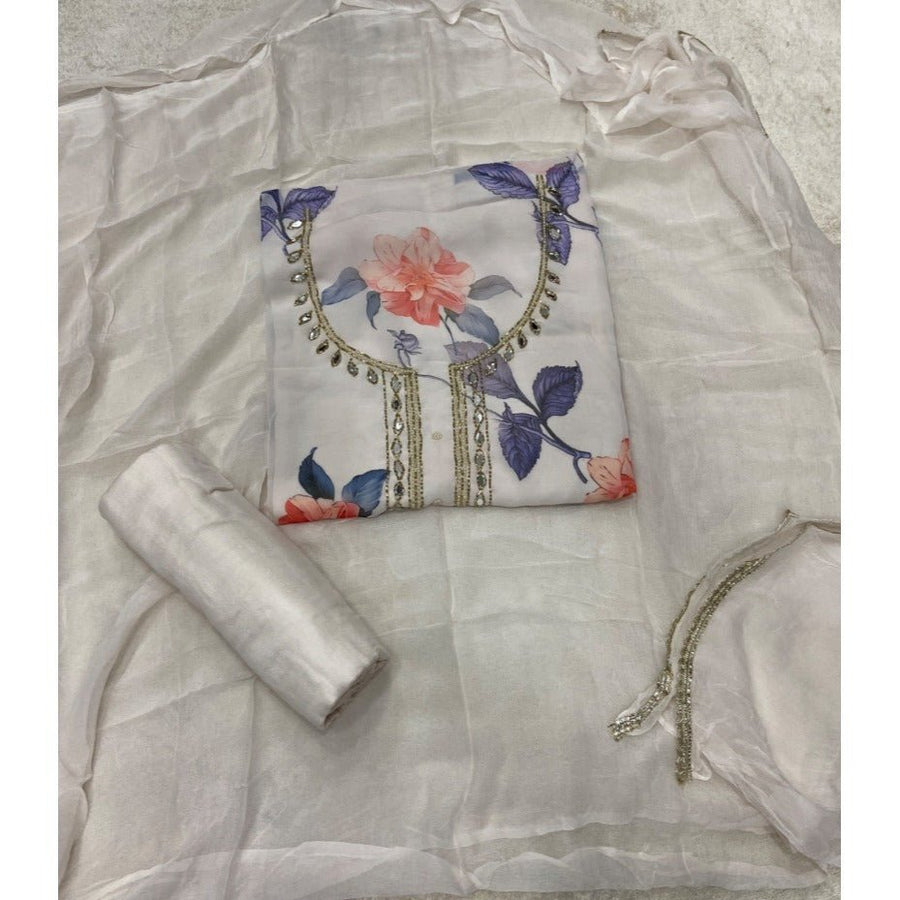 Classy Organza suit set with Mirror Work - Yanchi