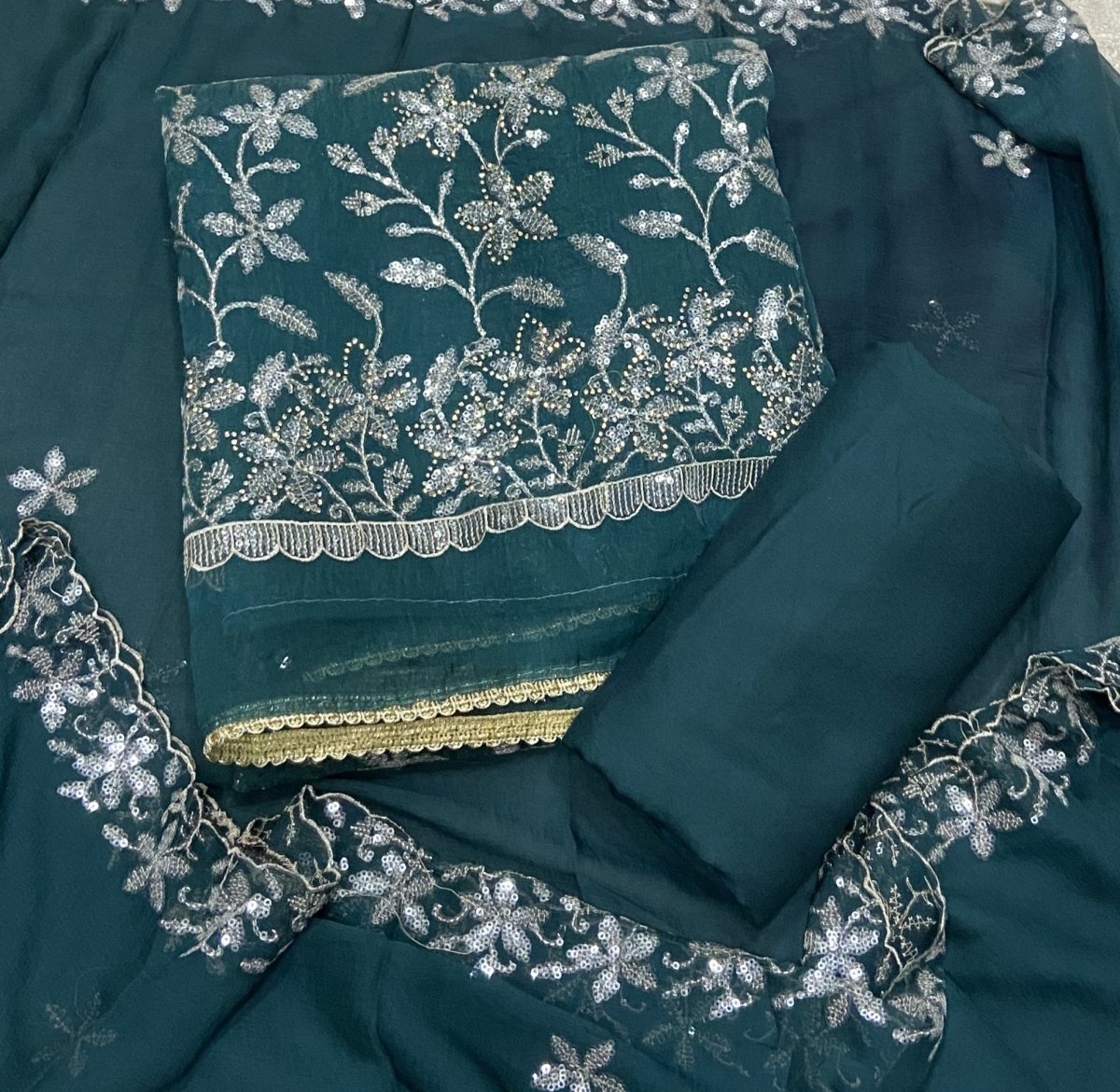 Classy Organza Suit Set with sequence & stone Work - Yanchi