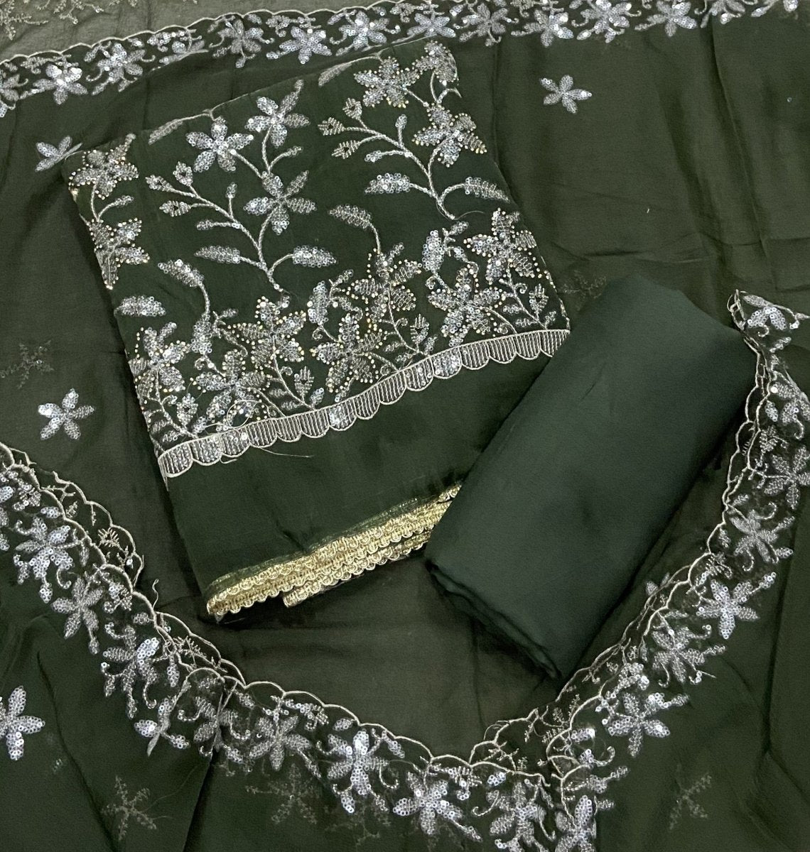 Classy Organza Suit Set with sequence & stone Work - Yanchi