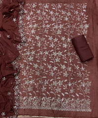 Classy Organza Suit Set with sequence & stone Work - Yanchi