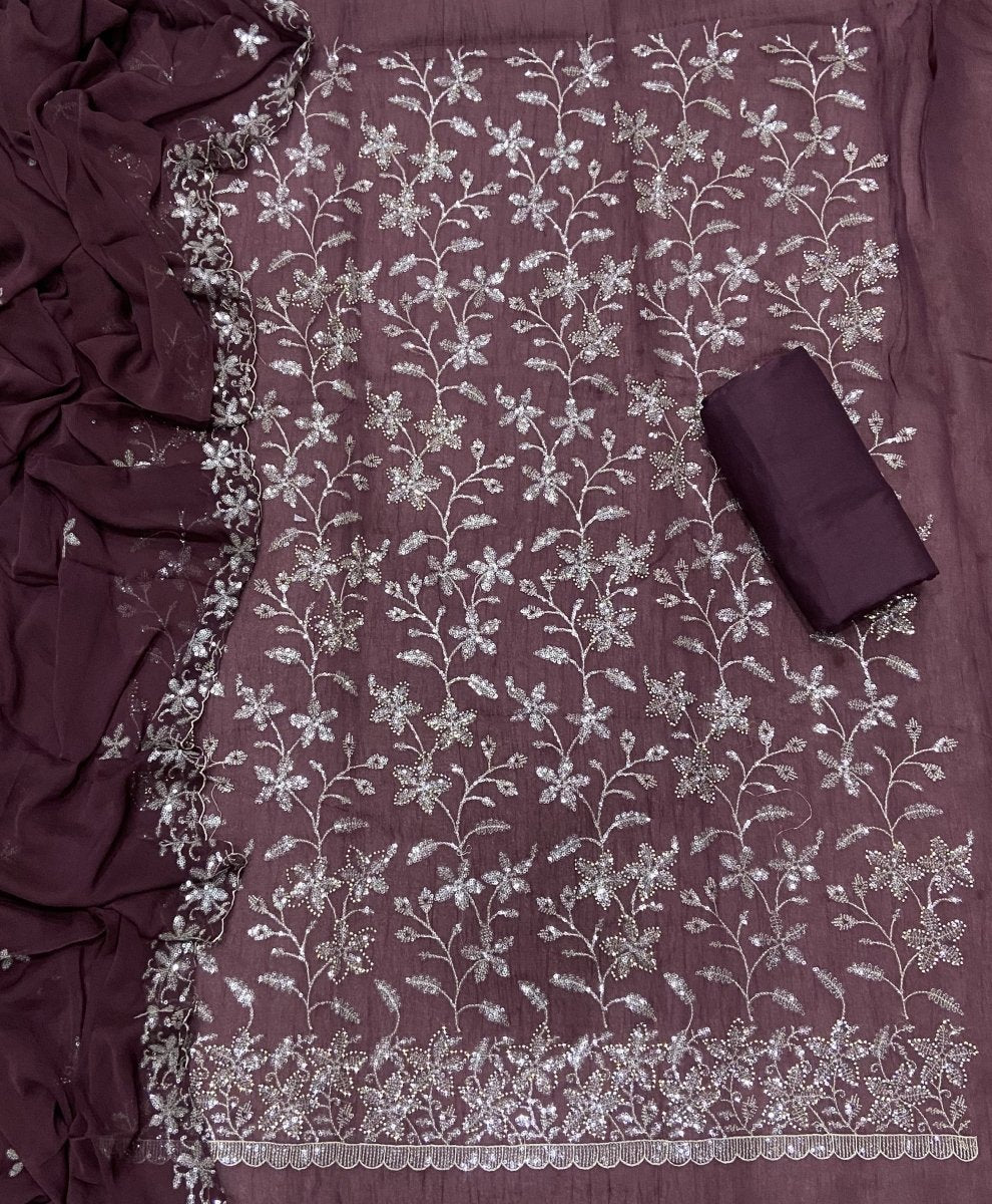 Classy Organza Suit Set with sequence & stone Work - Yanchi