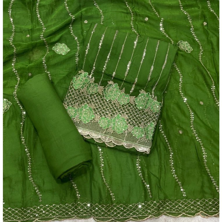 Classy Organza suit set with Sequence Work - Yanchi