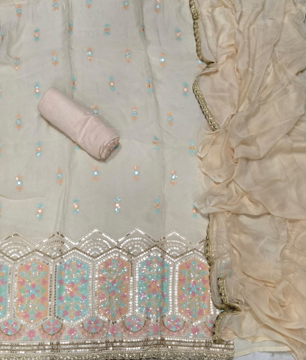 Classy Pure Organza with Heavy Sequins & Zari Thread Work - Yanchi