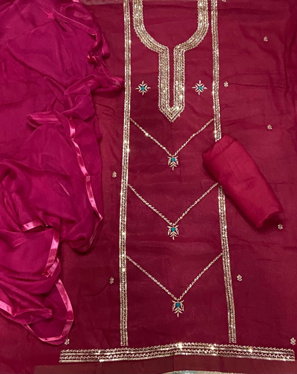 Classy Shimmer Suit Set with Sequins & Zari Thread Work - Yanchi
