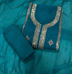 Classy Shimmer Suit Set with Sequins & Zari Thread Work - Yanchi