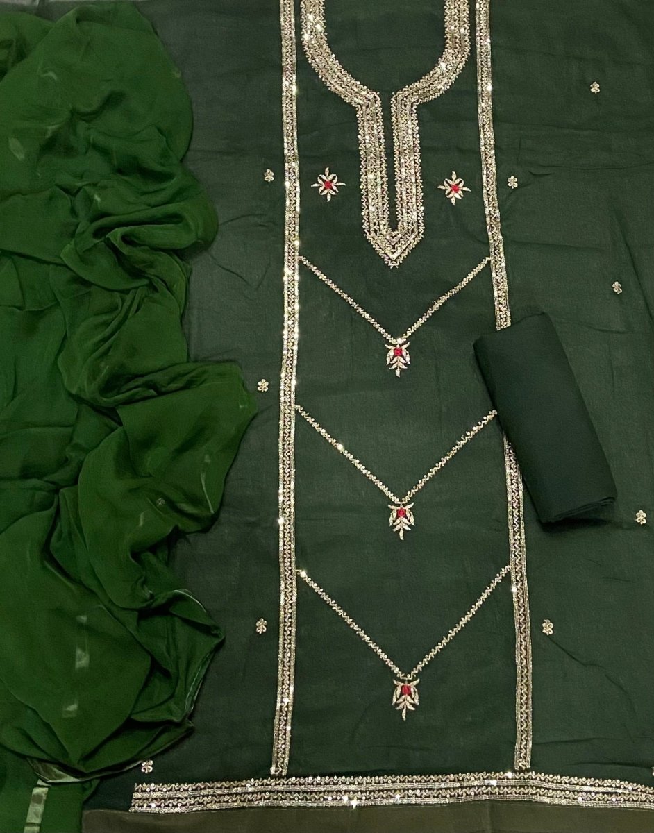 Classy Shimmer Suit Set with Sequins & Zari Thread Work - Yanchi