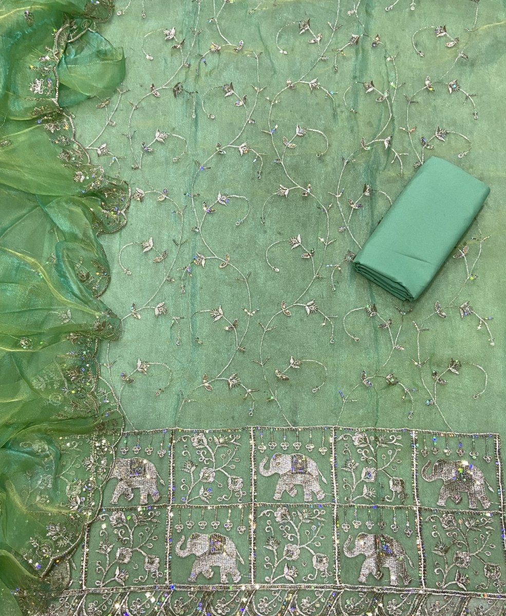 Classy Shimmer Suit Set with Sequins & Zari Work - Yanchi