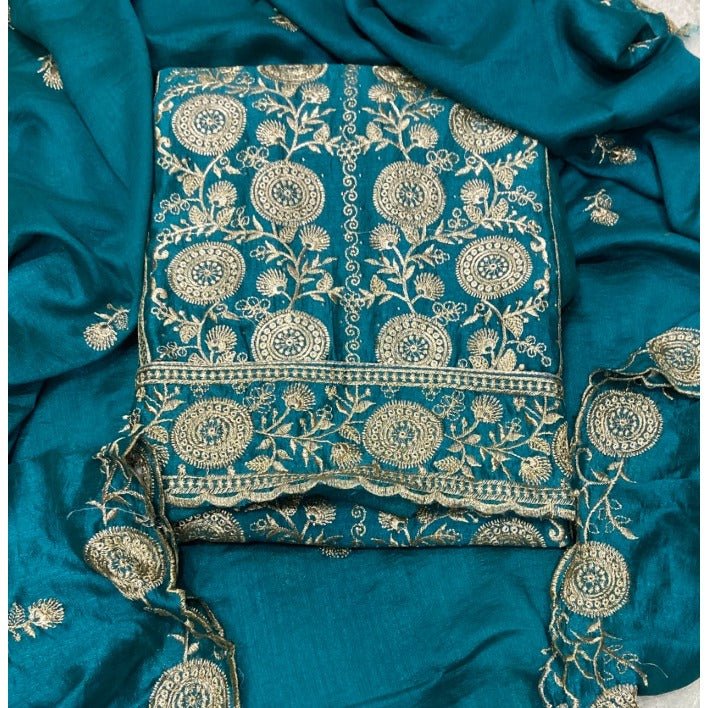 Classy Shimmer Suit Set with Zari Work - Yanchi