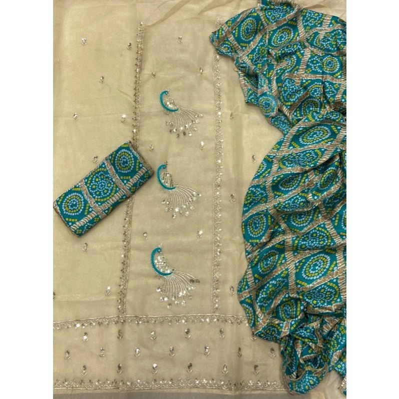 Classy Shimmer Suit Set with Zari Work - Yanchi