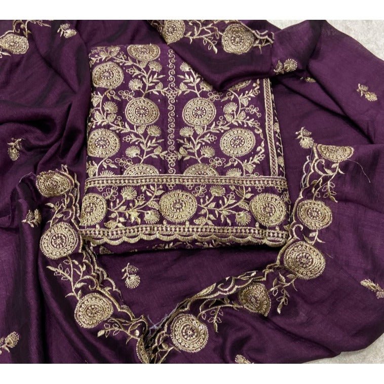 Classy Shimmer Suit Set with Zari Work - Yanchi