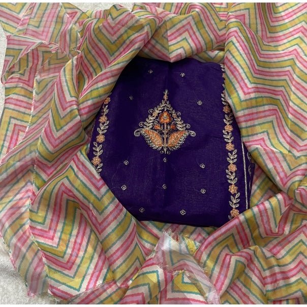 Classy Shimmer Suit Set with Zari Work - Yanchi