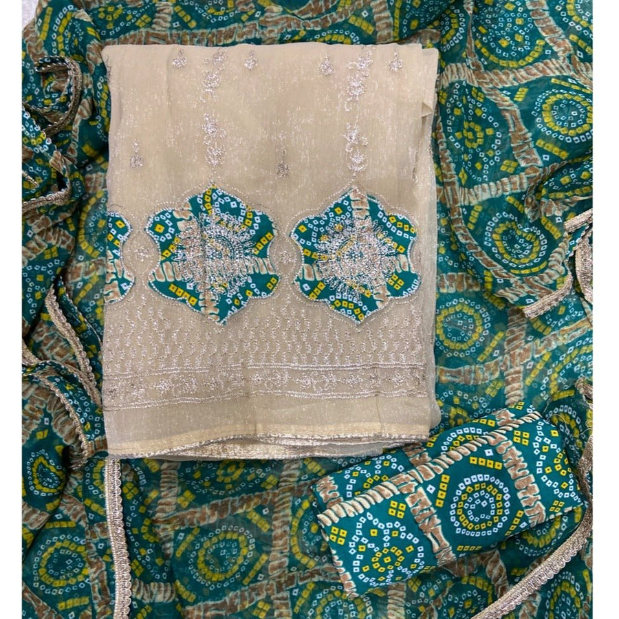Classy Shimmer Suit Set with Zari Work - Yanchi