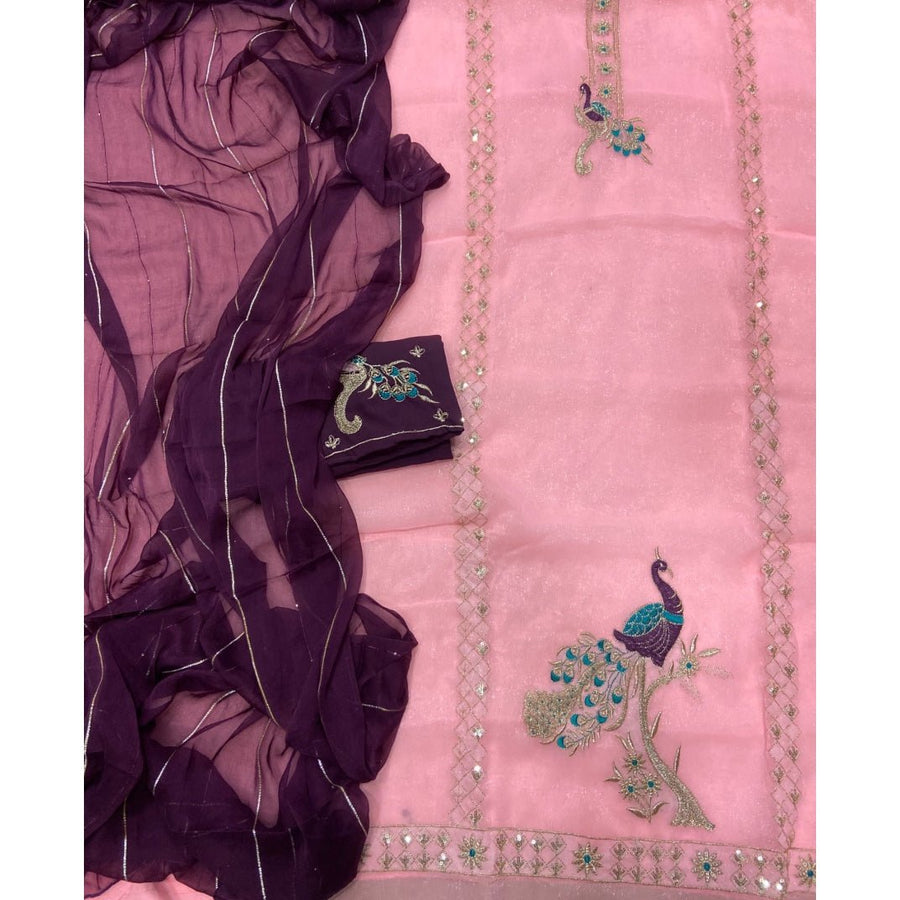 Classy Shimmer Suit Set with Zari Work - Yanchi