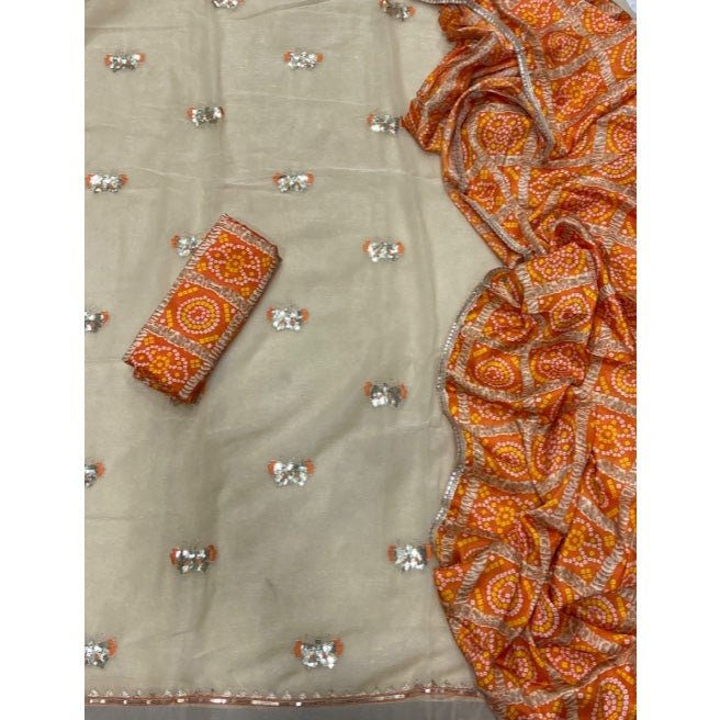 Classy Shimmer Suit Set with Zari Work - Yanchi