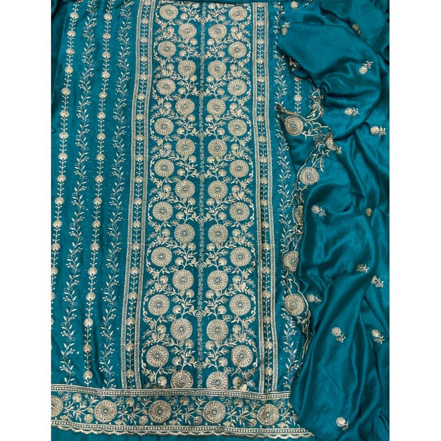Classy Shimmer Suit Set with Zari Work - Yanchi