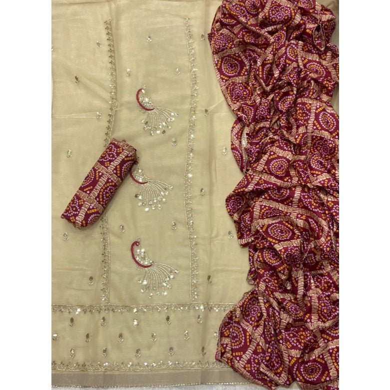 Classy Shimmer Suit Set with Zari Work - Yanchi