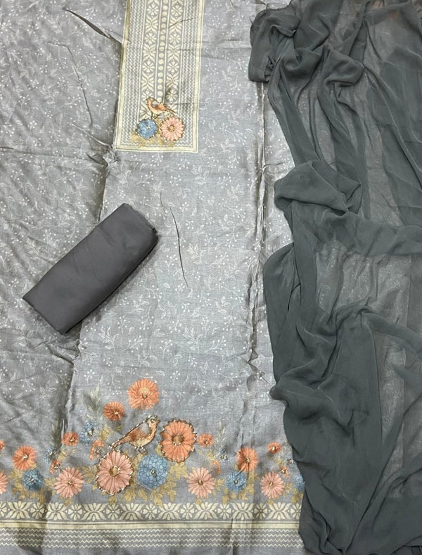 Classy Silk Suit Set With Khatli Work - Yanchi