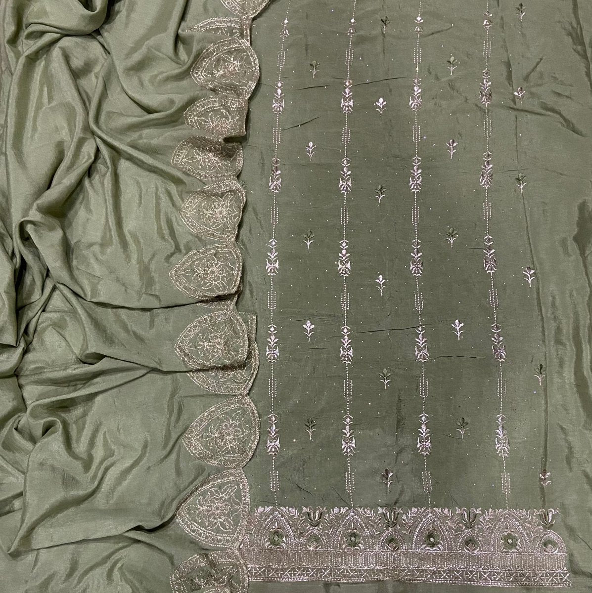 Classy Vichitra Suit Set with Zari Work - Yanchi