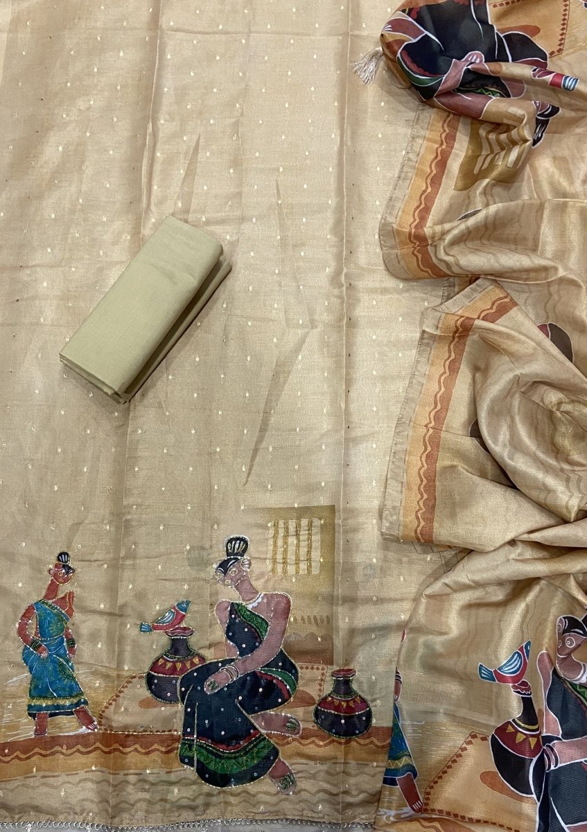 Classy Viscose Banarsi Silk Suit Set with Swarovski Work - Yanchi