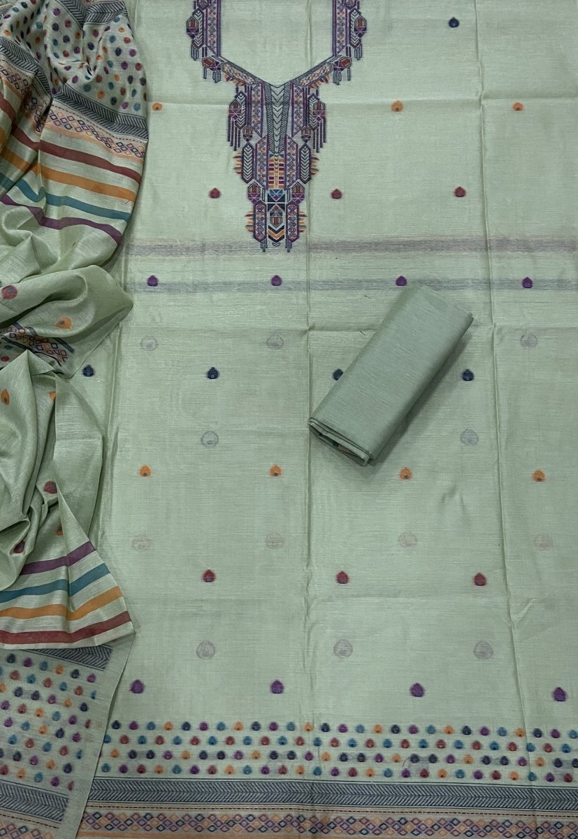 Classy Weaves Muga Cotton Silk Suit Set - Yanchi