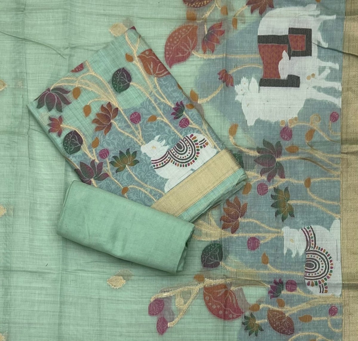 Classy Weaves Muga Cotton Silk Suit Set - Yanchi