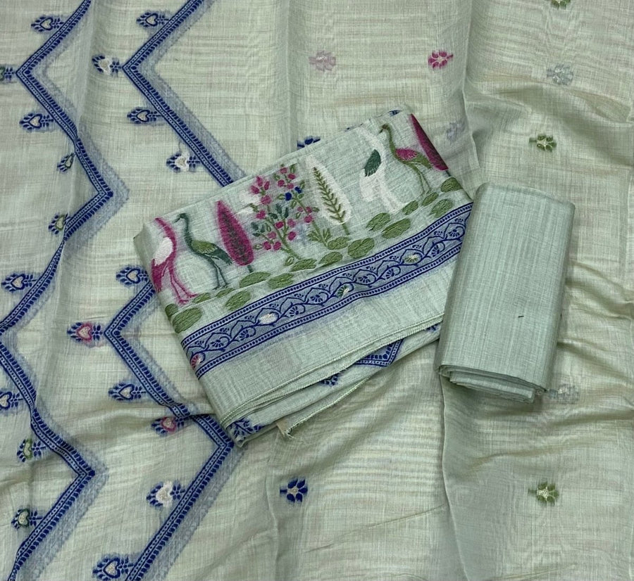 Classy Weaves Muga Cotton Silk Suit Set (2064) - Yanchi