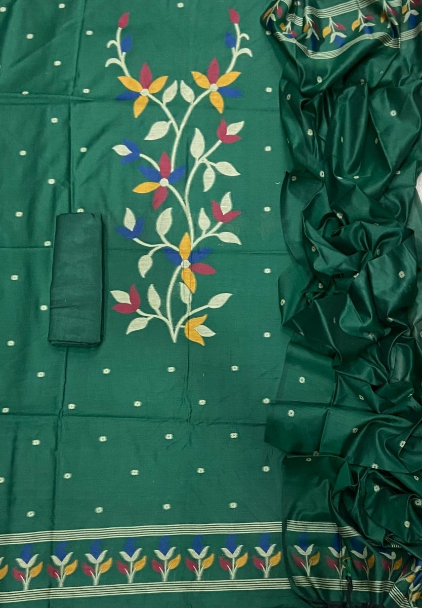 Classy Weaves Muga Cotton Silk Suit Set (2082) - Yanchi