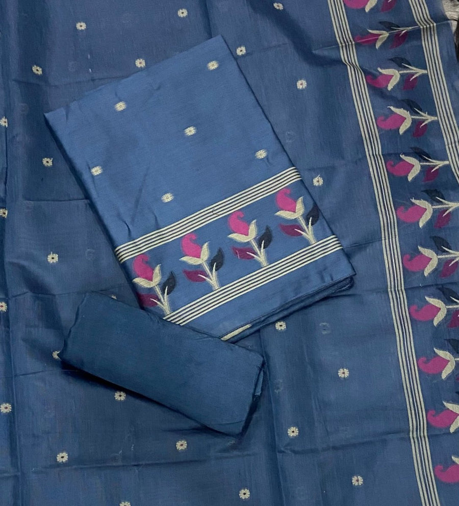 Classy Weaves Muga Cotton Silk Suit Set (2082) - Yanchi