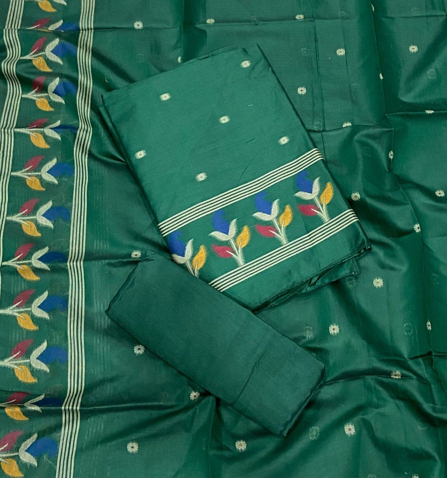 Classy Weaves Muga Cotton Silk Suit Set (2082) - Yanchi