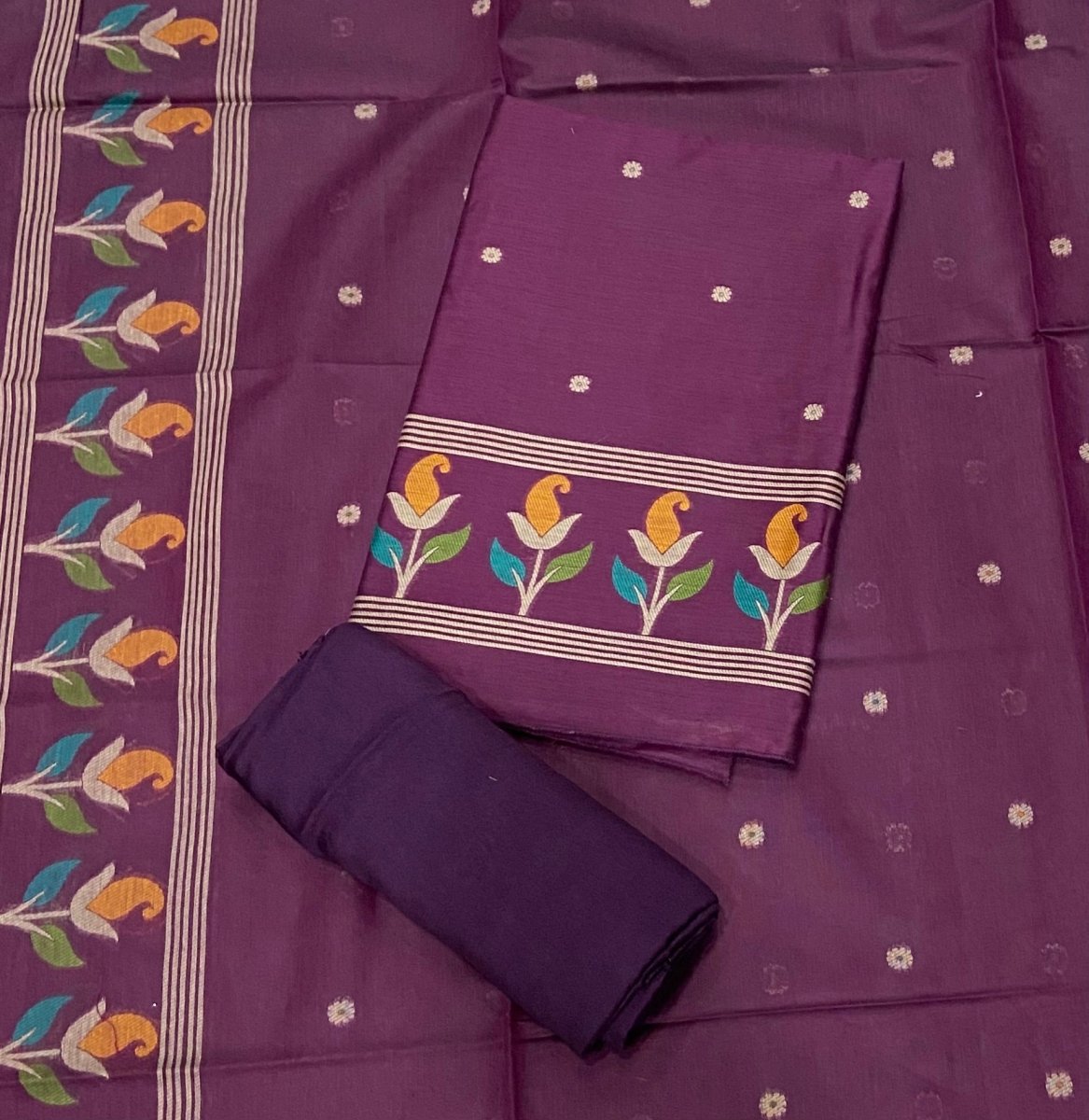 Classy Weaves Muga Cotton Silk Suit Set (2082) - Yanchi