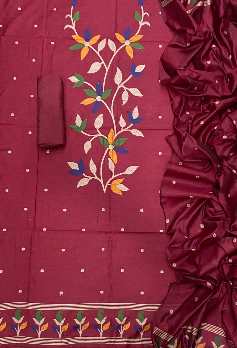 Classy Weaves Muga Cotton Silk Suit Set (2082) - Yanchi